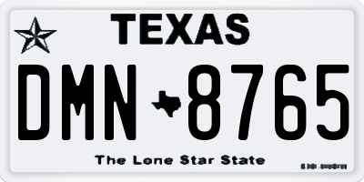 TX license plate DMN8765