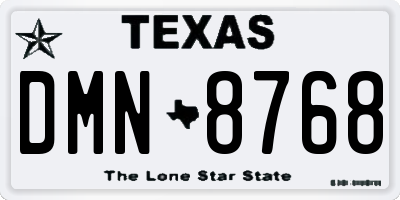 TX license plate DMN8768