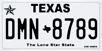 TX license plate DMN8789