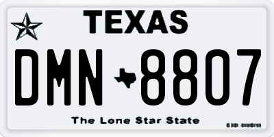 TX license plate DMN8807