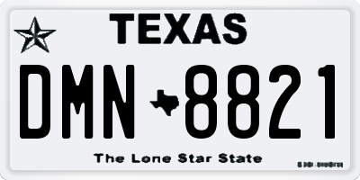 TX license plate DMN8821