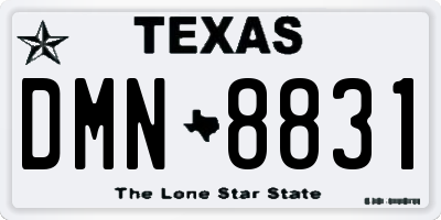 TX license plate DMN8831