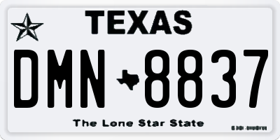 TX license plate DMN8837