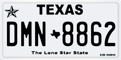 TX license plate DMN8862
