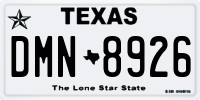 TX license plate DMN8926