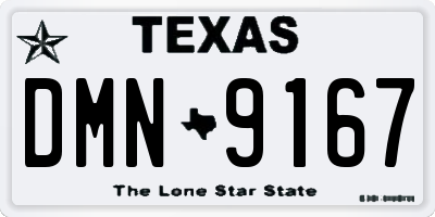 TX license plate DMN9167