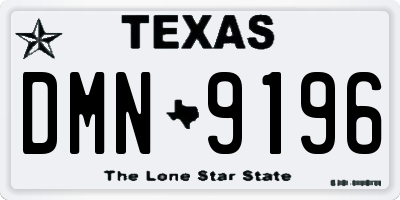 TX license plate DMN9196