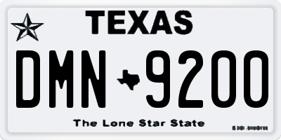 TX license plate DMN9200