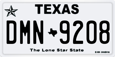 TX license plate DMN9208