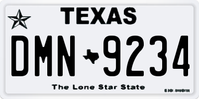 TX license plate DMN9234