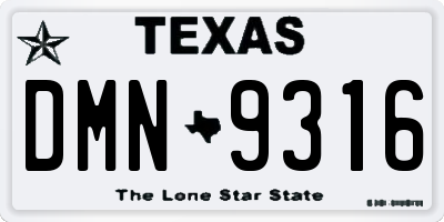 TX license plate DMN9316