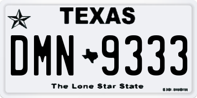 TX license plate DMN9333