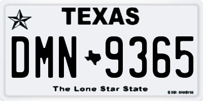 TX license plate DMN9365