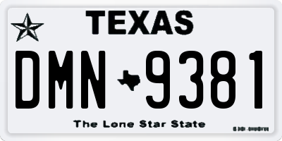 TX license plate DMN9381