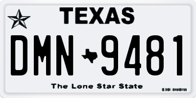 TX license plate DMN9481