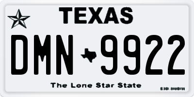 TX license plate DMN9922