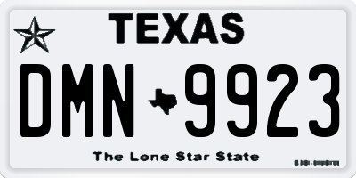 TX license plate DMN9923