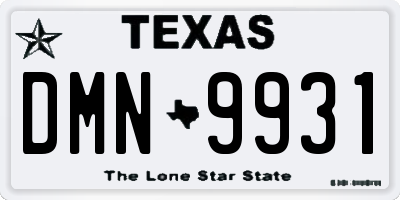 TX license plate DMN9931