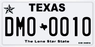 TX license plate DMO0010
