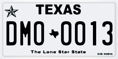 TX license plate DMO0013
