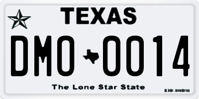 TX license plate DMO0014