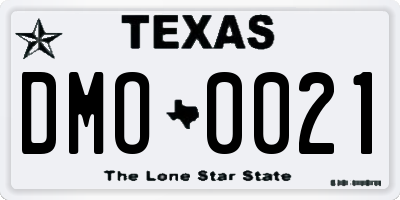TX license plate DMO0021