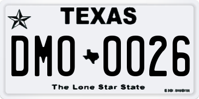 TX license plate DMO0026