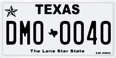 TX license plate DMO0040