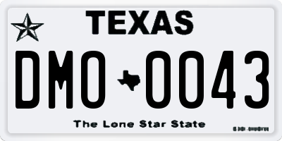 TX license plate DMO0043