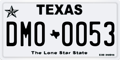 TX license plate DMO0053