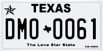 TX license plate DMO0061