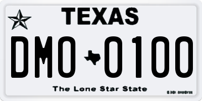 TX license plate DMO0100
