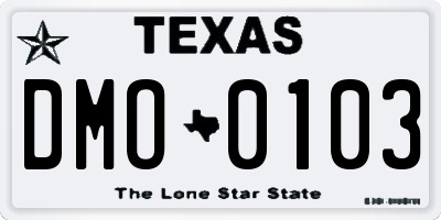TX license plate DMO0103