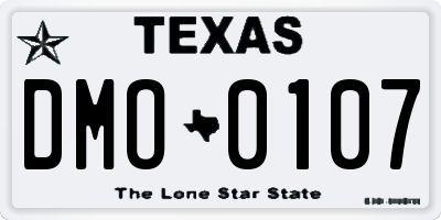 TX license plate DMO0107