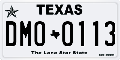 TX license plate DMO0113