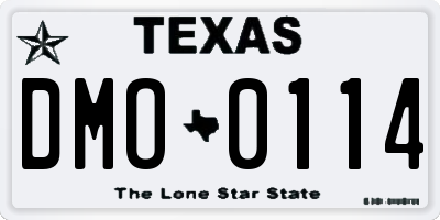 TX license plate DMO0114