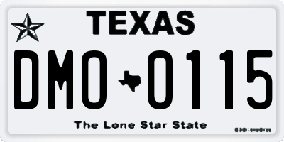 TX license plate DMO0115