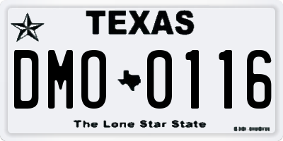 TX license plate DMO0116