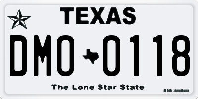 TX license plate DMO0118