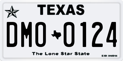 TX license plate DMO0124