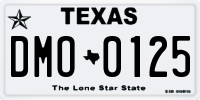 TX license plate DMO0125