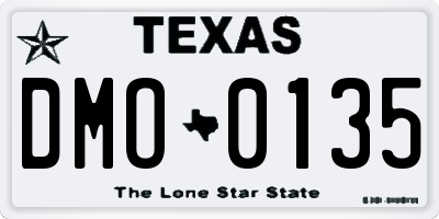 TX license plate DMO0135