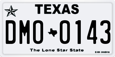 TX license plate DMO0143