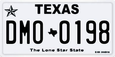 TX license plate DMO0198