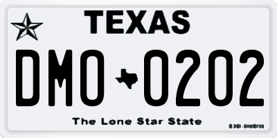 TX license plate DMO0202