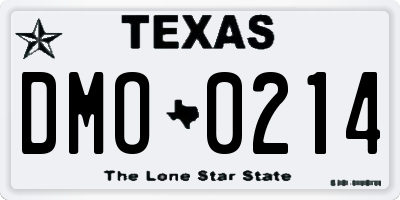 TX license plate DMO0214