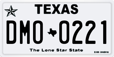 TX license plate DMO0221