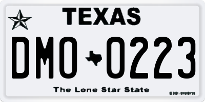 TX license plate DMO0223