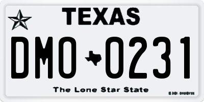 TX license plate DMO0231