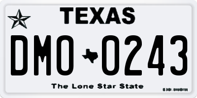 TX license plate DMO0243
